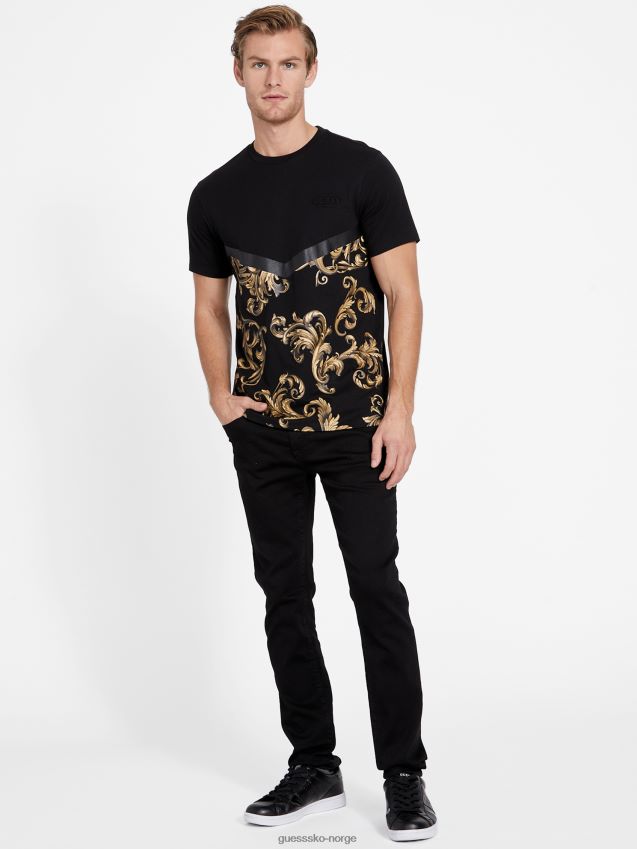 Guess eco cid crewneck t-skjorte kulsort kulsvart menn F0LJ808090