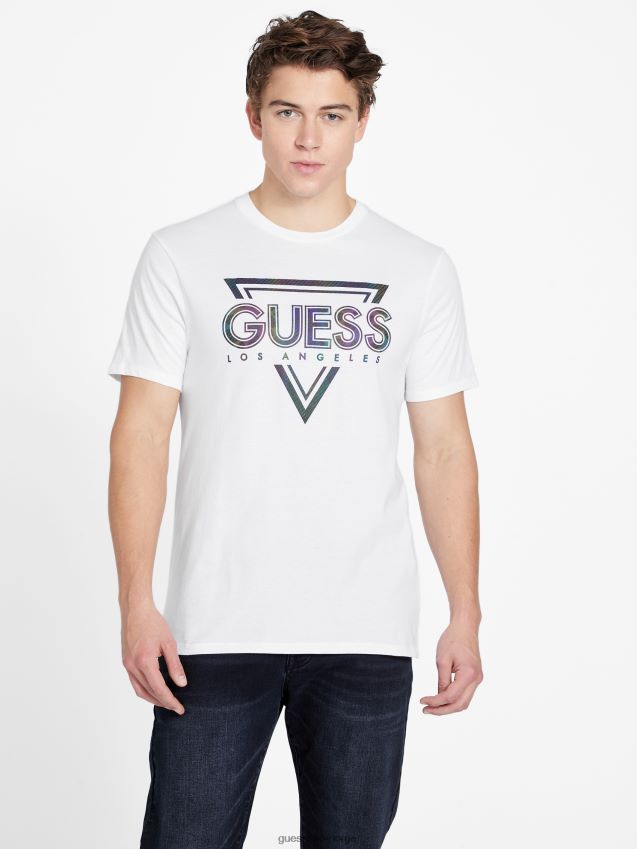 Guess eco klipped crewneck t-skjorte ren hvit Ren hvit menn F0LJ807976