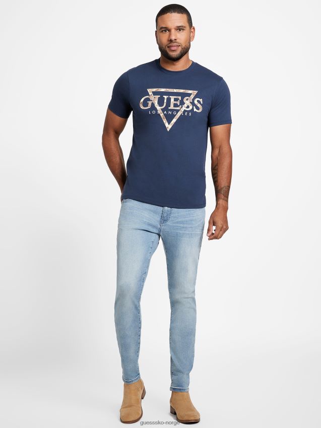 Guess eco rinker logo t-skjorte silkeblå silkeblått menn F0LJ808056