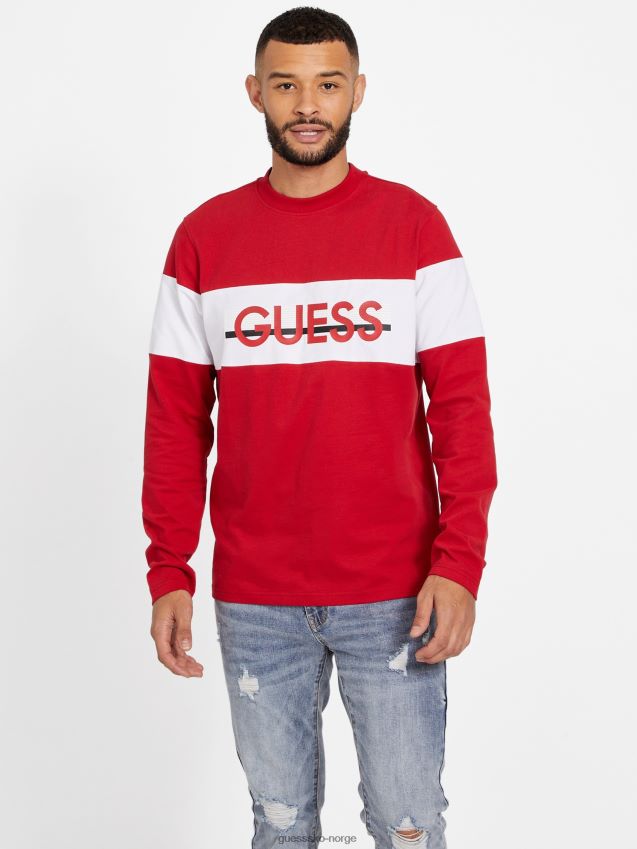 Guess eco sandro langermet t-skjorte varsity rød varsity rød menn F0LJ808173
