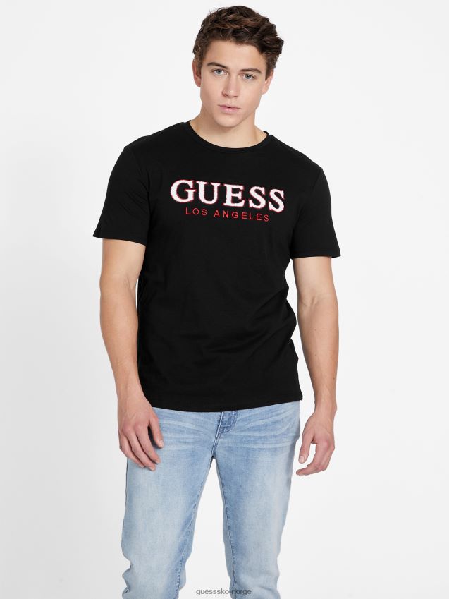 Guess eco spont crewneck t-skjorte kulsort kulsvart menn F0LJ808469