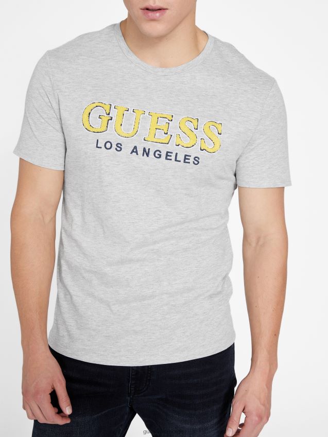 Guess eco spont crewneck t-skjorte lys gråmelert lys gråmelert menn F0LJ808556