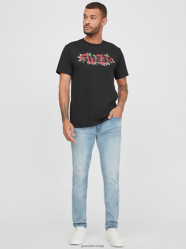 Guess eco tolk roses logo t-skjorte kulsort kulsvart menn F0LJ808484