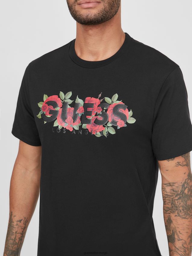 Guess eco tolk roses logo t-skjorte kulsort kulsvart menn F0LJ808484