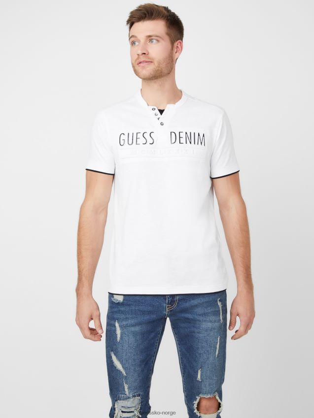 Guess edgar henley t-skjorte ren hvit Ren hvit menn F0LJ808497
