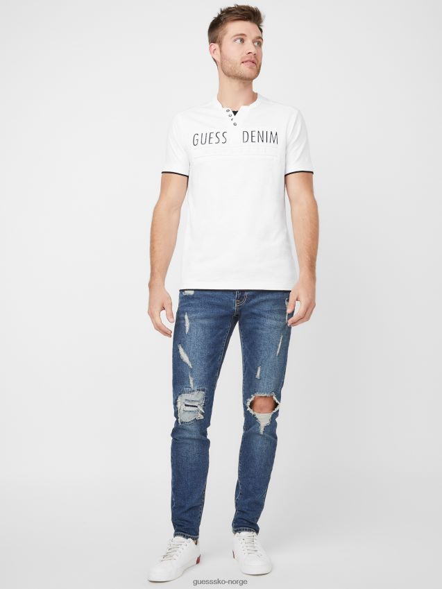 Guess edgar henley t-skjorte ren hvit Ren hvit menn F0LJ808497