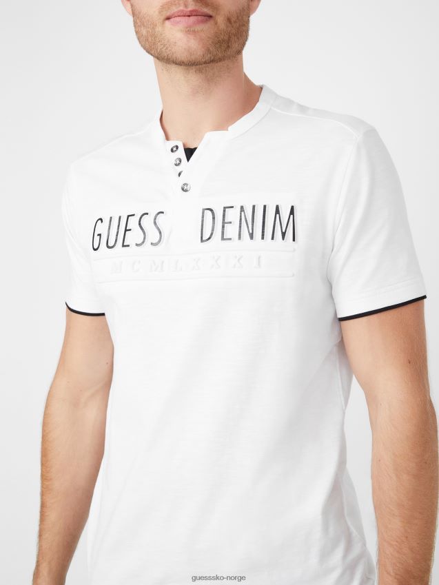 Guess edgar henley t-skjorte ren hvit Ren hvit menn F0LJ808497