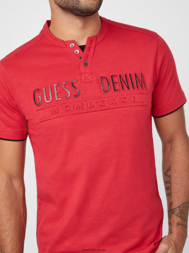 Guess edgar henley t-skjorte varsity rød varsity rød menn F0LJ808289