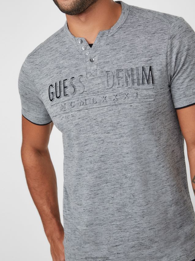 Guess edgar marled henley tee medium kull lyng middels kulllyng menn F0LJ808307