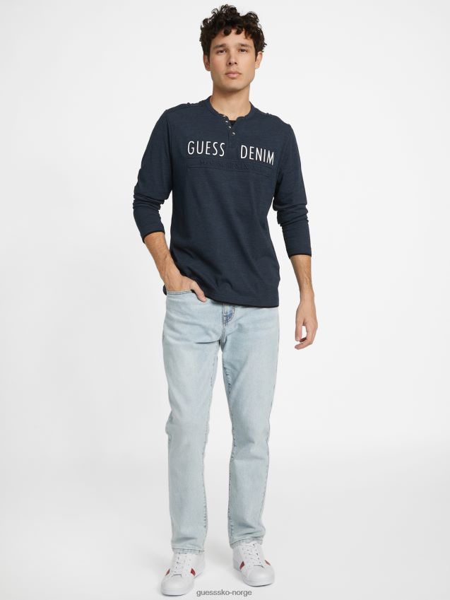 Guess edgar marled langermet t-skjorte offiser blå mulit offiser blå mulit menn F0LJ808334