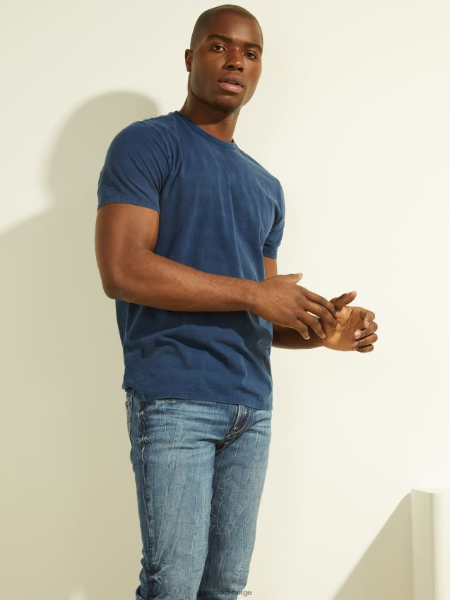 Guess eli washed tee indigo multi indigo multi menn F0LJ8010662