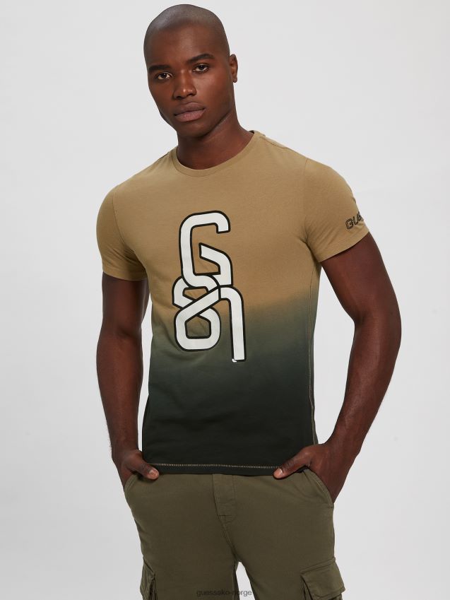 Guess filip dip-dye logo t-skjorte macchiato og svart kombinasjon macchiato og svart kombinasjon menn F0LJ8010826