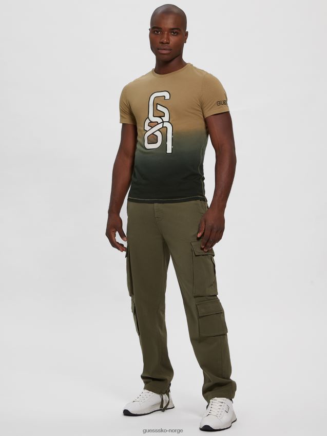 Guess filip dip-dye logo t-skjorte macchiato og svart kombinasjon macchiato og svart kombinasjon menn F0LJ8010826