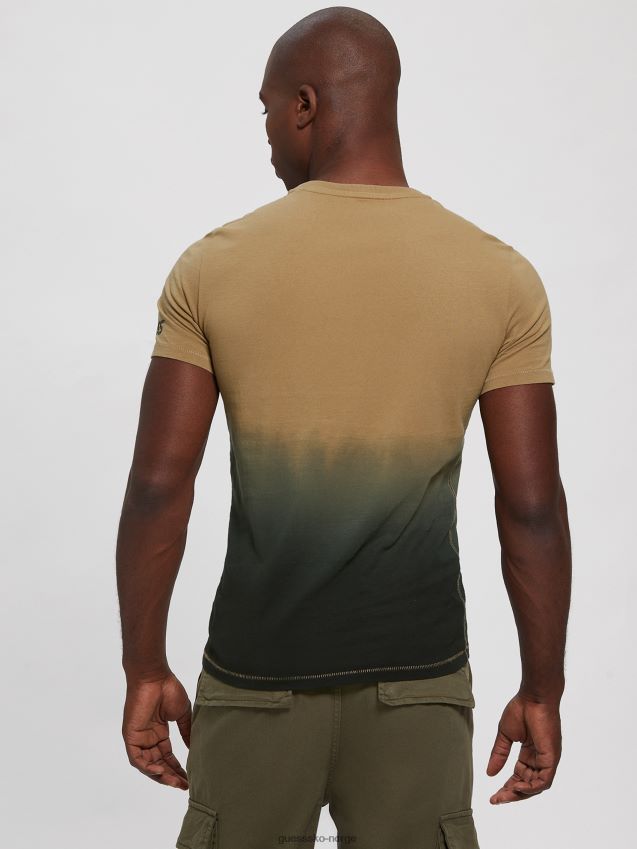 Guess filip dip-dye logo t-skjorte macchiato og svart kombinasjon macchiato og svart kombinasjon menn F0LJ8010826