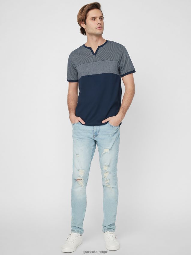 Guess franz slitte t-skjorte blå blå menn F0LJ808526