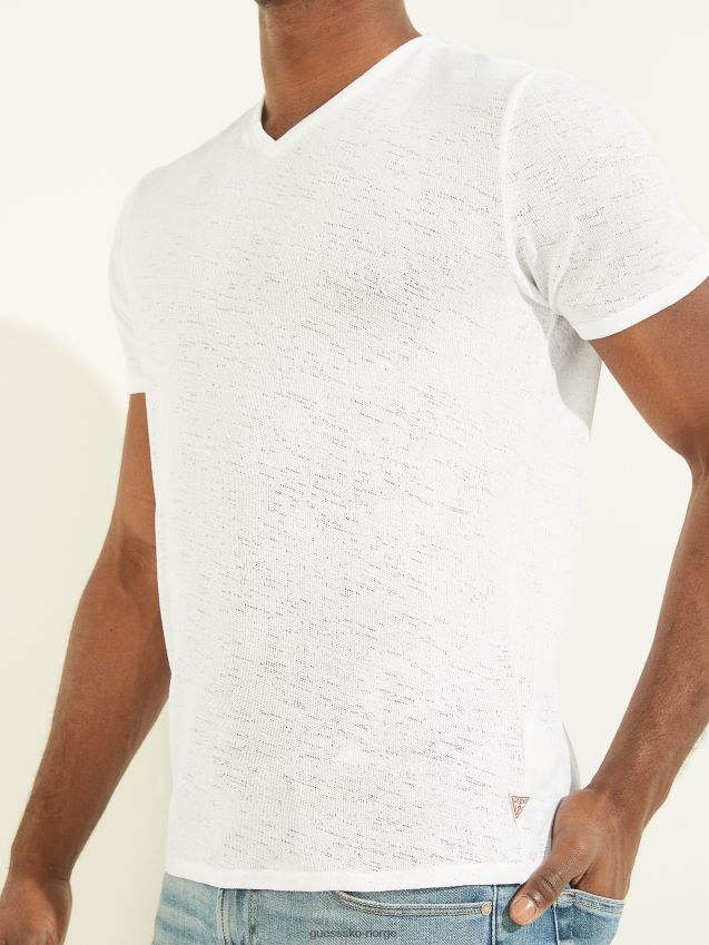 Guess gaze v-hals t-skjorte ren hvit Ren hvit menn F0LJ8010536