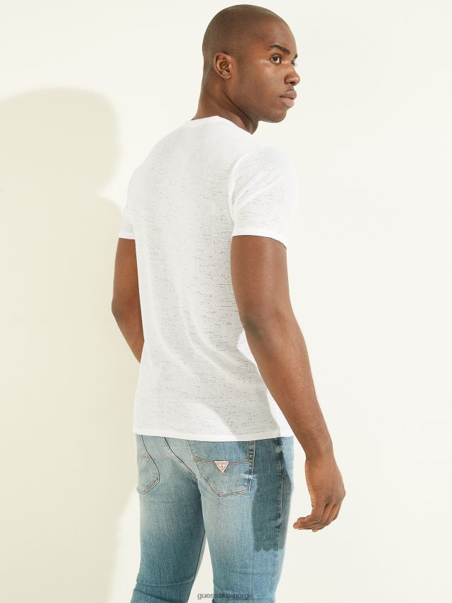 Guess gaze v-hals t-skjorte ren hvit Ren hvit menn F0LJ8010536