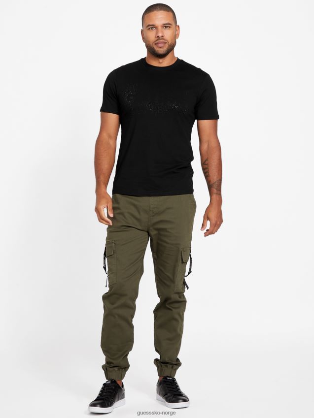 Guess gobi logo med rund hals t-skjorte kulsort kulsvart menn F0LJ808114