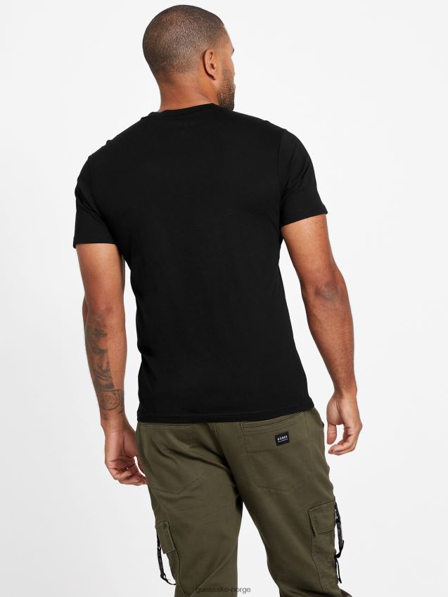 Guess gobi logo med rund hals t-skjorte kulsort kulsvart menn F0LJ808114