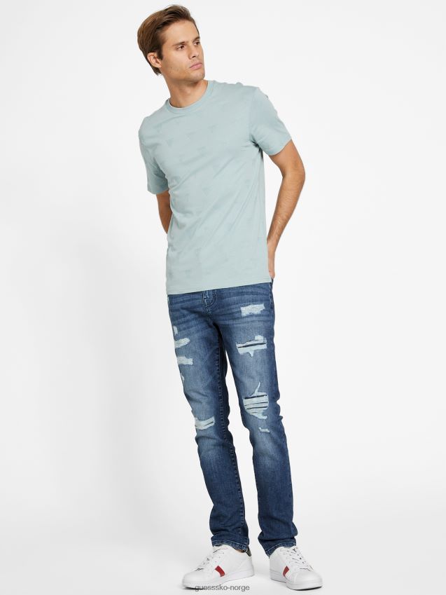 Guess grønn grå tåke rusty logo-t-skjorte med rund hals grønn grå tåke menn F0LJ808572