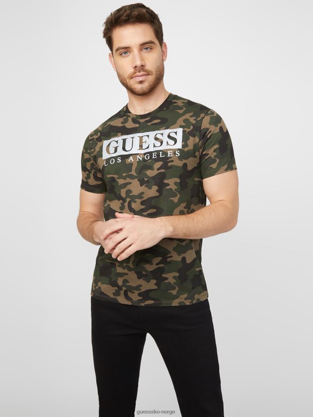 Guess greg camo reflekterende tee kamuflasje kamuflere menn F0LJ808427
