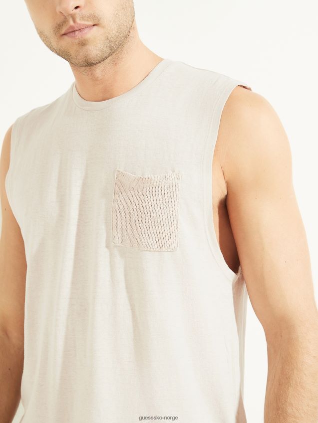 Guess hamp bomull muskel t-skjorte dempet stein multi dempet stein multi menn F0LJ8010815