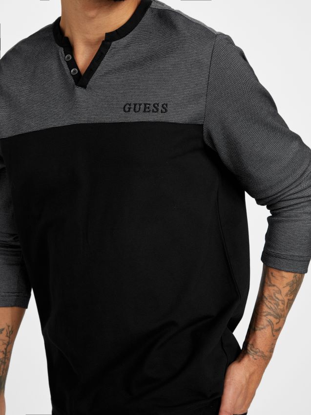 Guess harman v-hals langermet t-skjorte kulsort kulsvart menn F0LJ808239