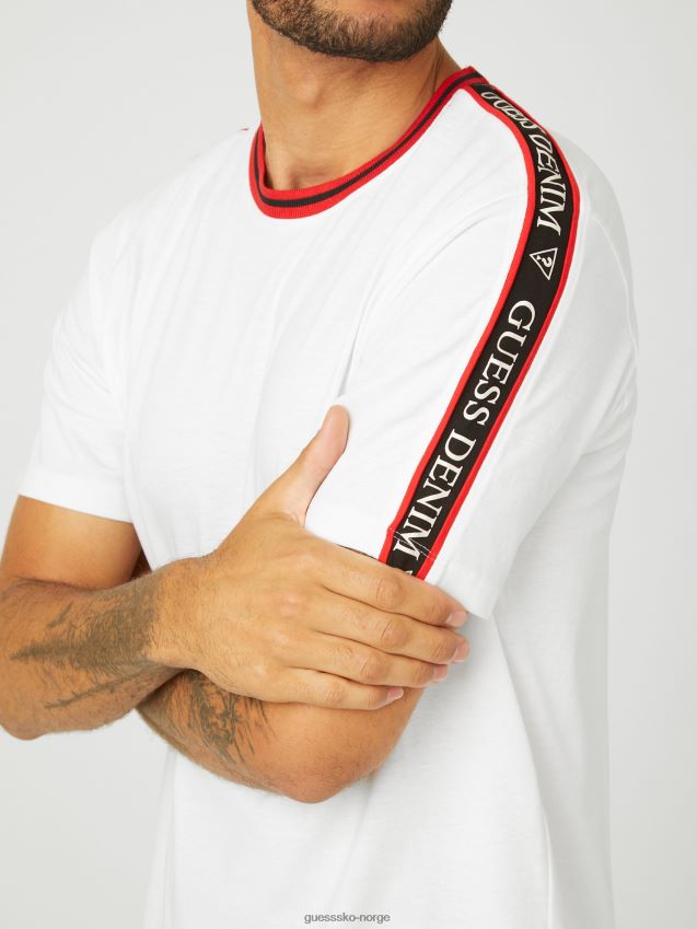 Guess hyatt logo tape t-skjorte i ren hvit Ren hvit menn F0LJ808425