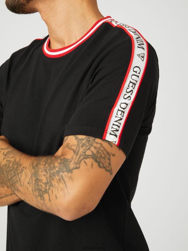 Guess hyatt logo tape t-skjorte kulsort kulsvart menn F0LJ808286