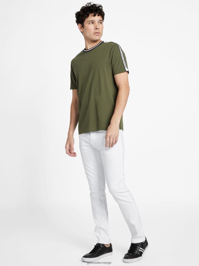 Guess hyatt logo tape t-skjorte oliven morgen oliven morgen menn F0LJ808538