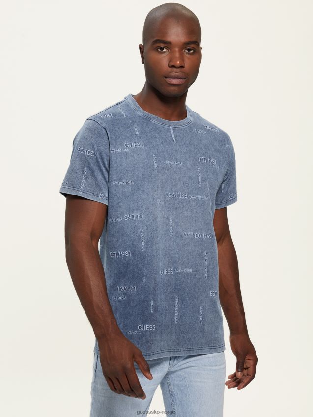 Guess indigo ates logo-t-skjorte indigo menn F0LJ8010822