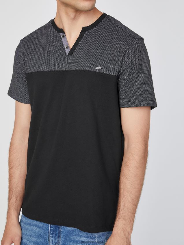 Guess jet black adrian color-block splitt-t-skjorte kulsvart menn F0LJ808590