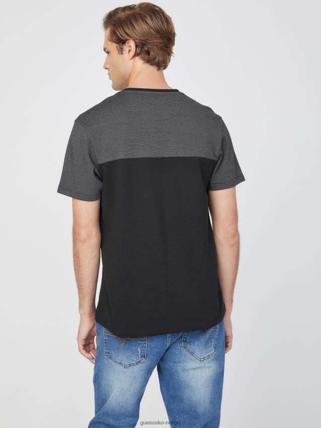 Guess jet black adrian color-block splitt-t-skjorte kulsvart menn F0LJ808590