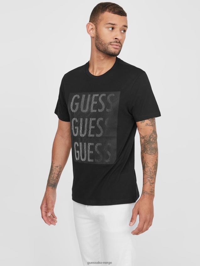 Guess jet black buckler skull tee kulsvart menn F0LJ808471