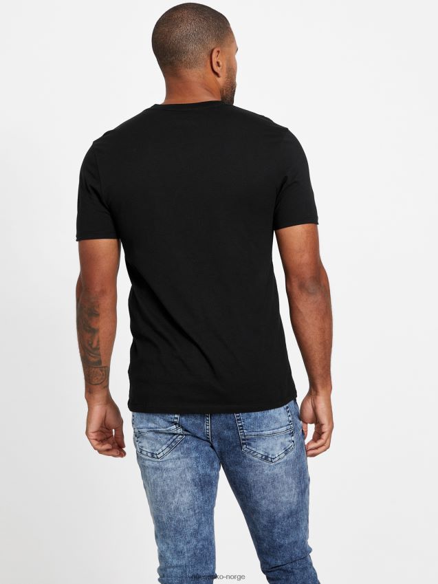 Guess jet black chronos mote v-hals t-skjorte kulsvart menn F0LJ808423