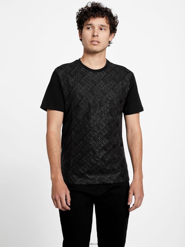 Guess jet black dalek t-skjorte kulsvart menn F0LJ808417