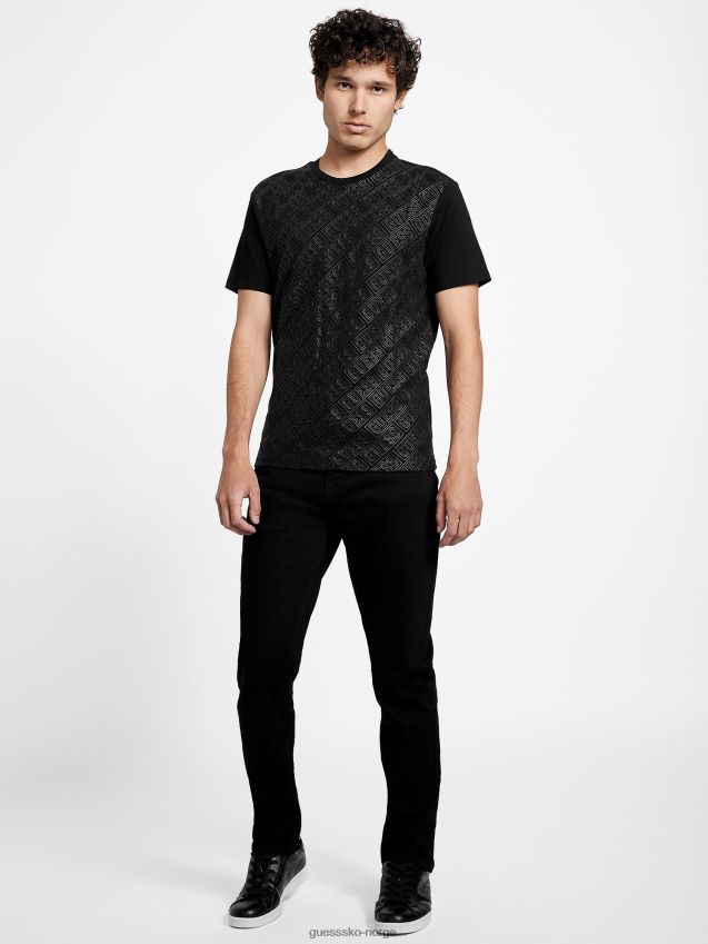 Guess jet black dalek t-skjorte kulsvart menn F0LJ808417