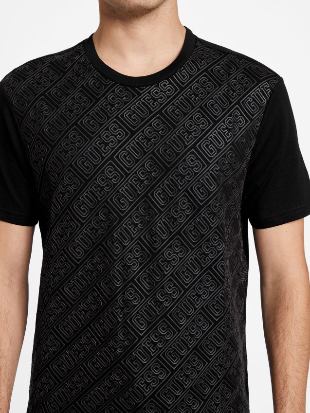 Guess jet black dalek t-skjorte kulsvart menn F0LJ808417