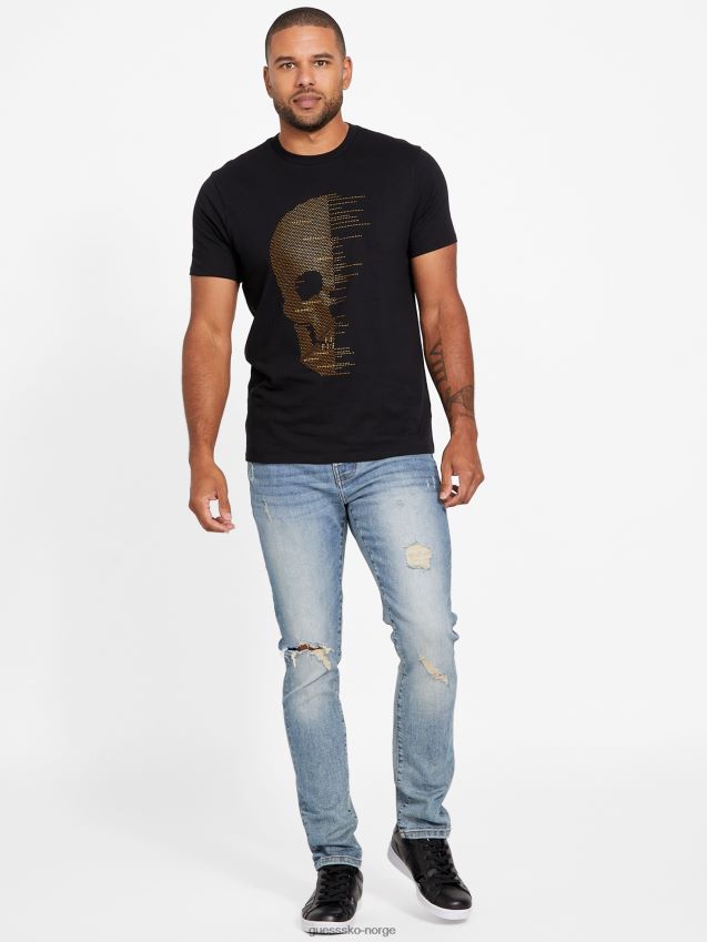 Guess jet black eco fronz crewneck t-skjorte kulsvart menn F0LJ808027