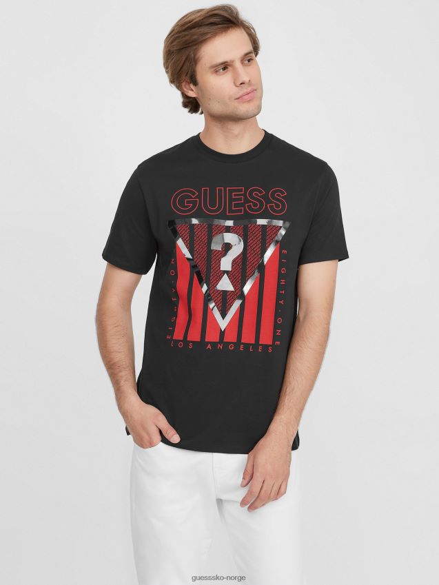 Guess jet black eco ulmo logo t-skjorte kulsvart menn F0LJ808284