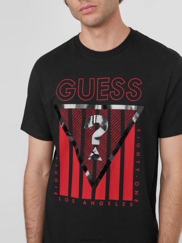 Guess jet black eco ulmo logo t-skjorte kulsvart menn F0LJ808284