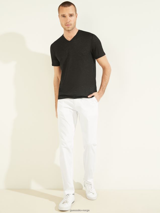 Guess jet black gasbind v-hals t-skjorte kulsvart menn F0LJ8010568