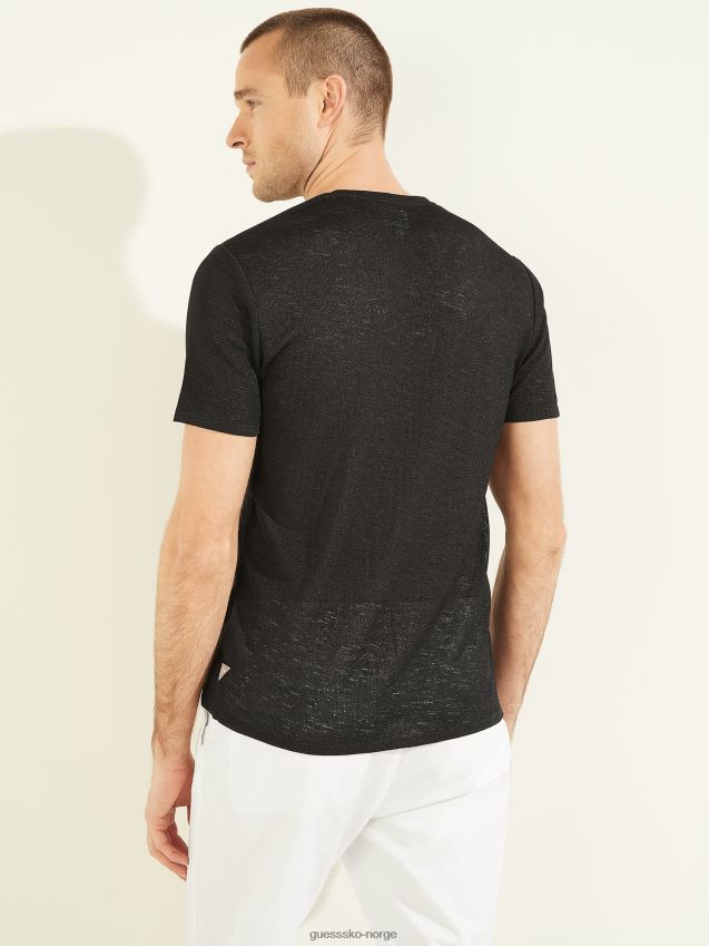 Guess jet black gasbind v-hals t-skjorte kulsvart menn F0LJ8010568