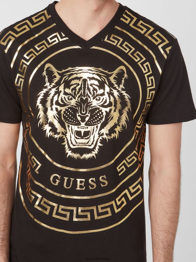 Guess jet black griffin tiger t-skjorte kulsvart menn F0LJ808302