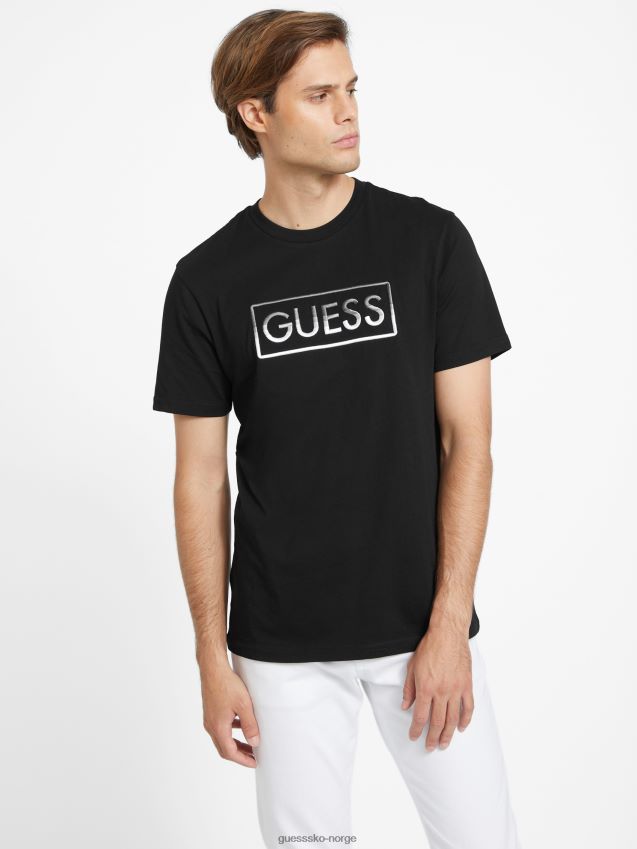 Guess jet black hartley logo t-skjorte kulsvart menn F0LJ808303