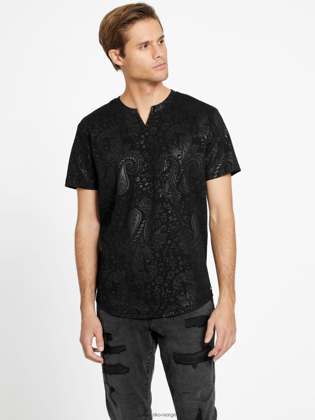 Guess jet black haulie slit tee kulsvart menn F0LJ808290