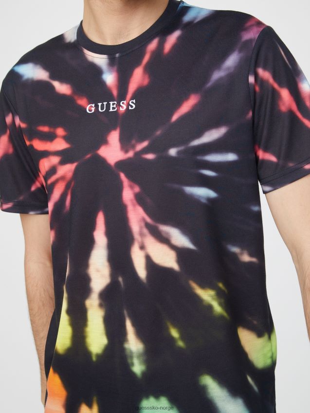 Guess jet black jameson tie-dye t-skjorte kulsvart menn F0LJ808492