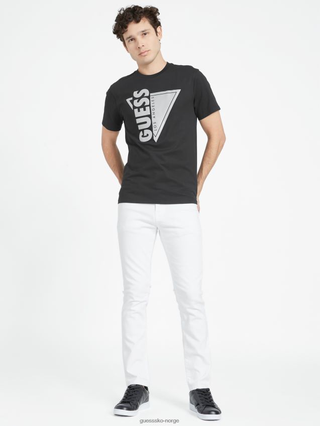 Guess jet black jasso reflekterende logo-t-skjorte med rund hals kulsvart menn F0LJ808531
