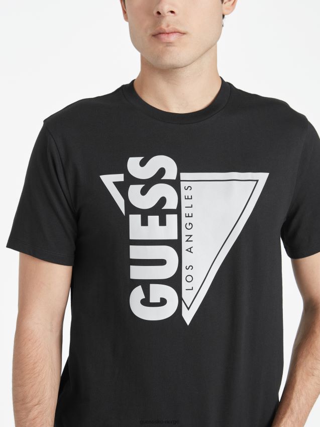 Guess jet black jasso reflekterende logo-t-skjorte med rund hals kulsvart menn F0LJ808531