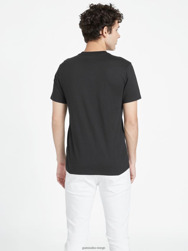 Guess jet black jasso reflekterende logo-t-skjorte med rund hals kulsvart menn F0LJ808531